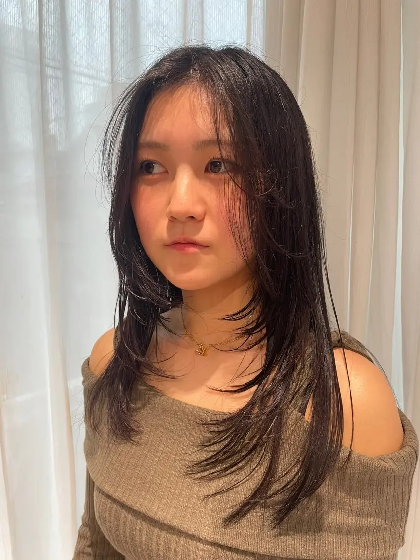 ロング ヘアアレンジ レイヤーカット 岡山駅/髪質改善 透明感カラー🐼のヘアスタイル