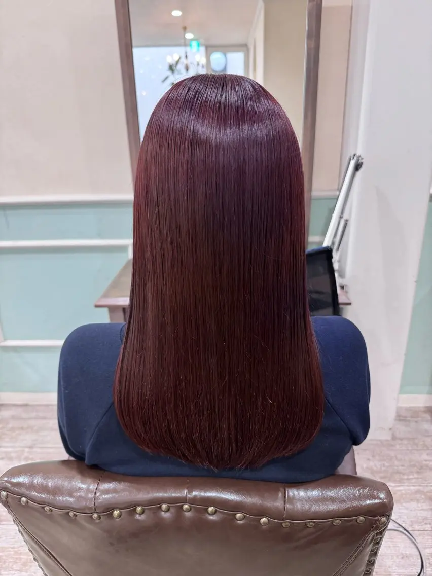 ロング カラー ボルドーカラー レッドカラー 髪質改善 レイヤーカット ロング カット ヘアカラー トリートメント 新越谷noble店長 松本拓也▶◀*.のヘアスタイル