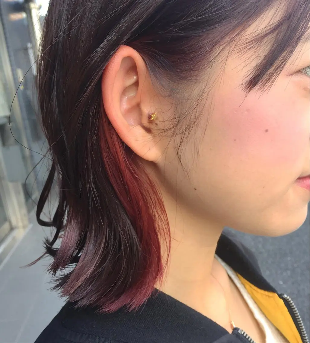 ミディアム カラー インナーカラー レッドカラー 髪質改善/白髪ぼかし KENTAのヘアスタイル