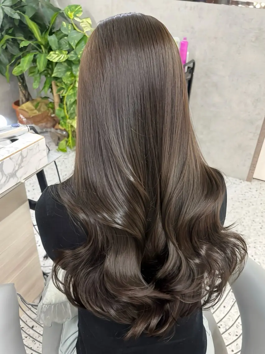 ロング カラー ベージュカラー オリーブベージュ ヘアカラー 🍒ブリーチなしカラ ー/Sakura🍒のヘアスタイル