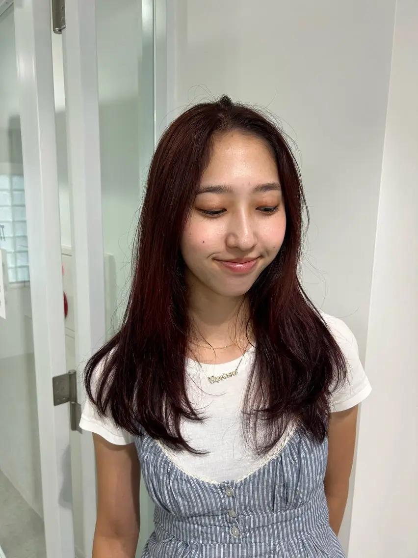 ロング カラー カット 縮毛矯正 愛結 暖色カラー🎀🩰のヘアスタイル