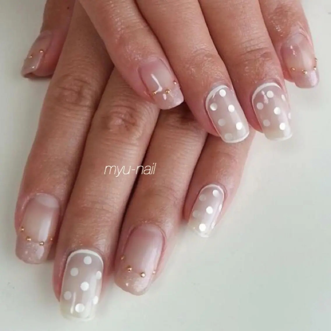 ネイル アートネイル フレンチネイル ホワイト ホームサロン myu-nailのネイルデザイン