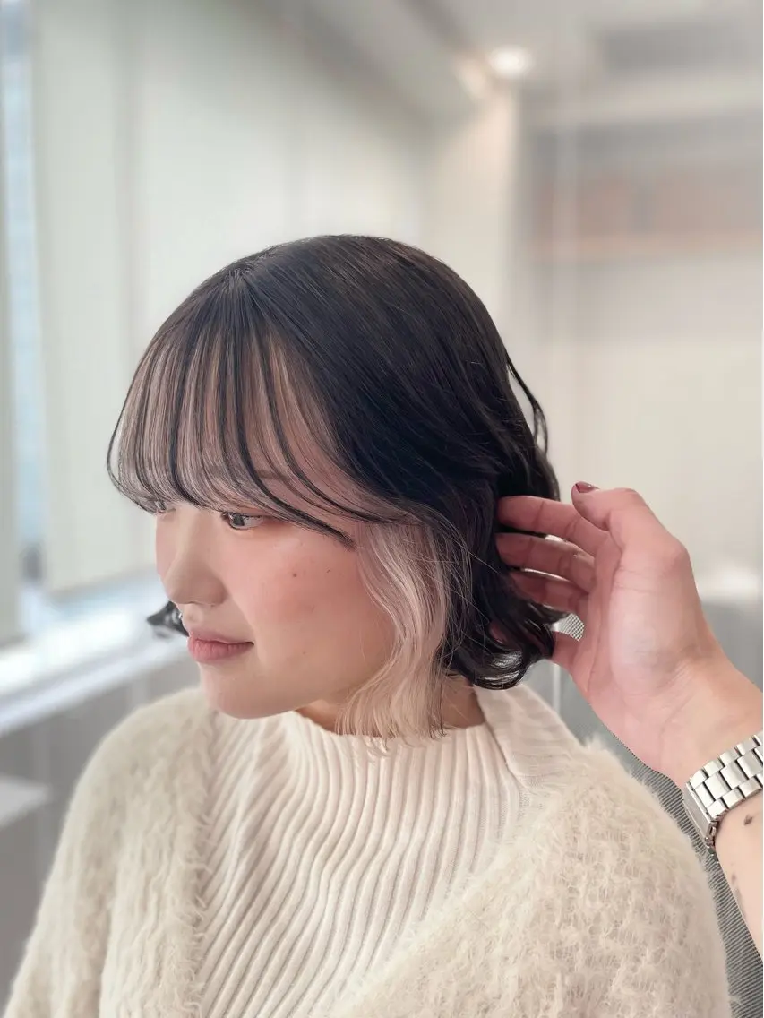 ミディアム カラー ヘアカラー トリートメント GaKu/ハイトーン /ブリーチ/レイヤーのヘアスタイル