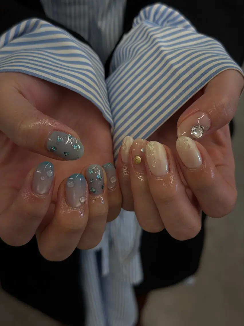ネイル オーロラネイル ジェルネイル キラキラネイル マグネットネイル ニュアンスネイル ハンドネイル ハンドケア Bana_ Nailのネイルデザイン