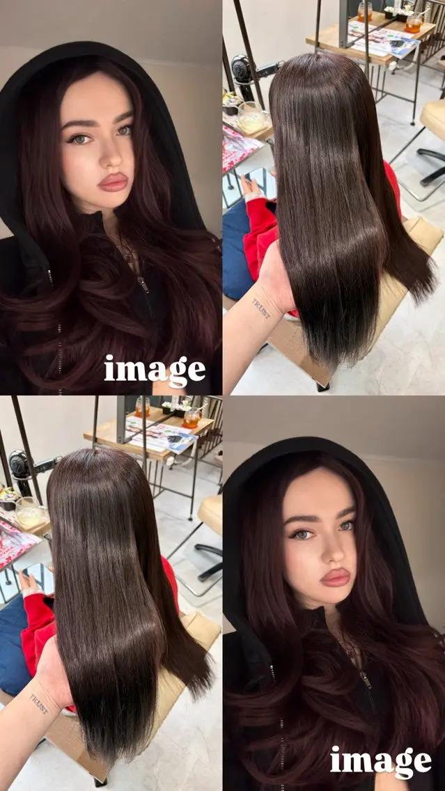 ロング カラー パーマ レッドカラー 縮毛矯正 ブリーチなしwカラー /艶カラー/oukaのヘアスタイル