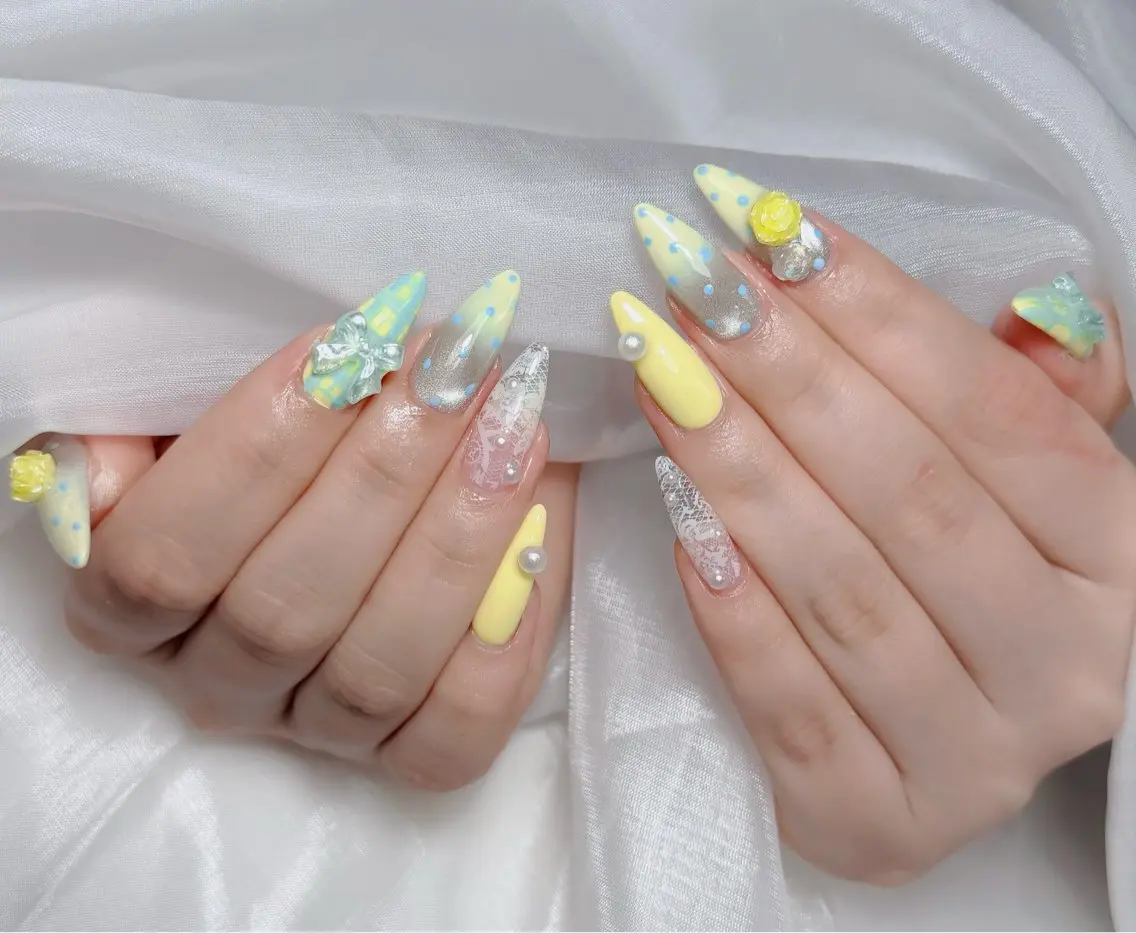 ネイル アートネイル 韓国ネイル 持ち込み ワンホンネイル ハンドネイル Lenie Nail Salonのネイルデザイン