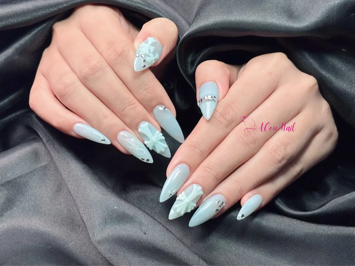 ネイル 桜ネイル 長さ出し フラワーネイル フレンチネイル ジェルネイル ハンドネイル ACon NailSalonのネイルデザイン