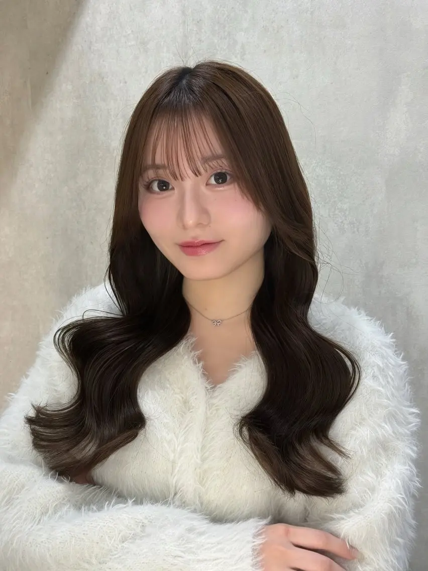 『人気No.2🍓』『💟伸ばしてる方必見💟』小顔前髪、顔周りカット+カラー+韓国式水トリートメント💧👑の写真