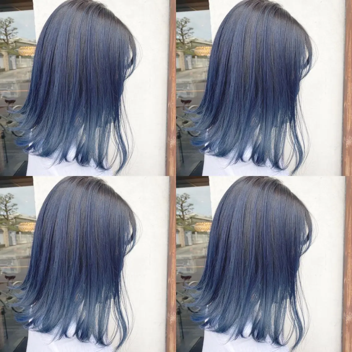 セミロング カラー ブリーチ ブルーカラー ネイビーカラー あさだ しゅうたろうのヘアスタイル