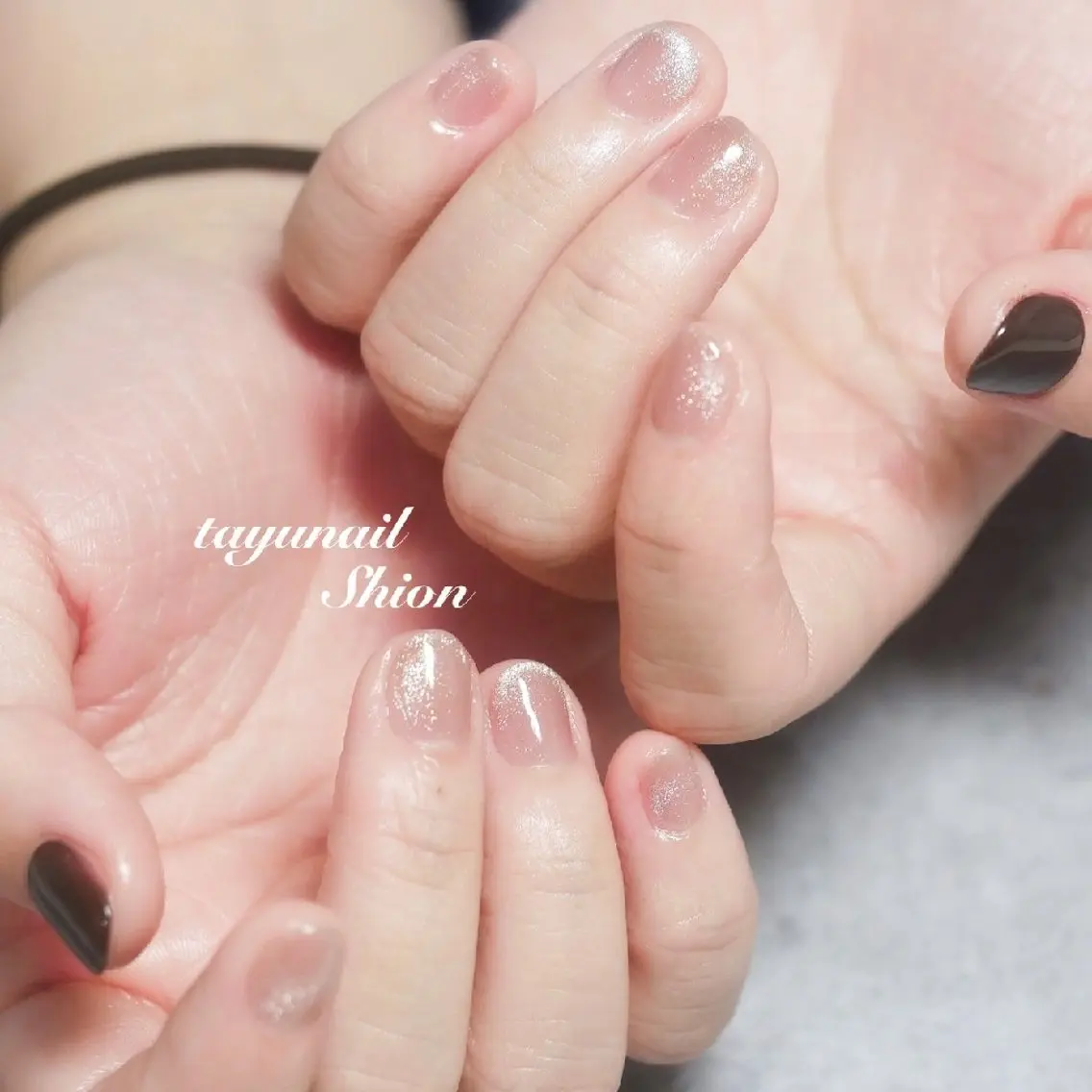 ネイル ブラウン ジェルネイル マグネットネイル パラジェル 冬ネイル ネイルサロン 【たゆnail】のネイルデザイン