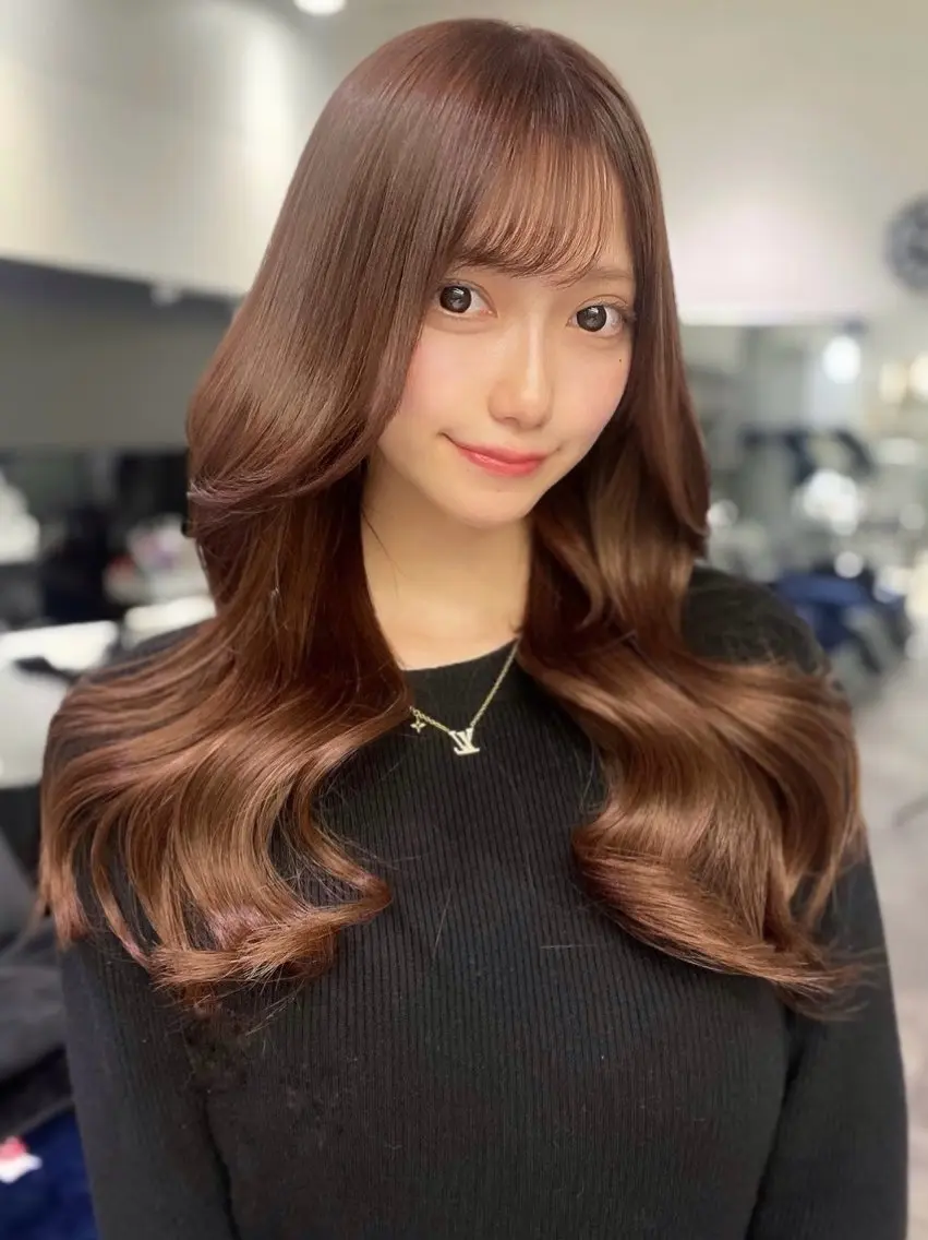 ロング カラー シールエクステ エクステ 韓国風ヘア ワンホンヘア ヘアカラー エクステ ヘアサロンelyts 表参道店のヘアスタイル