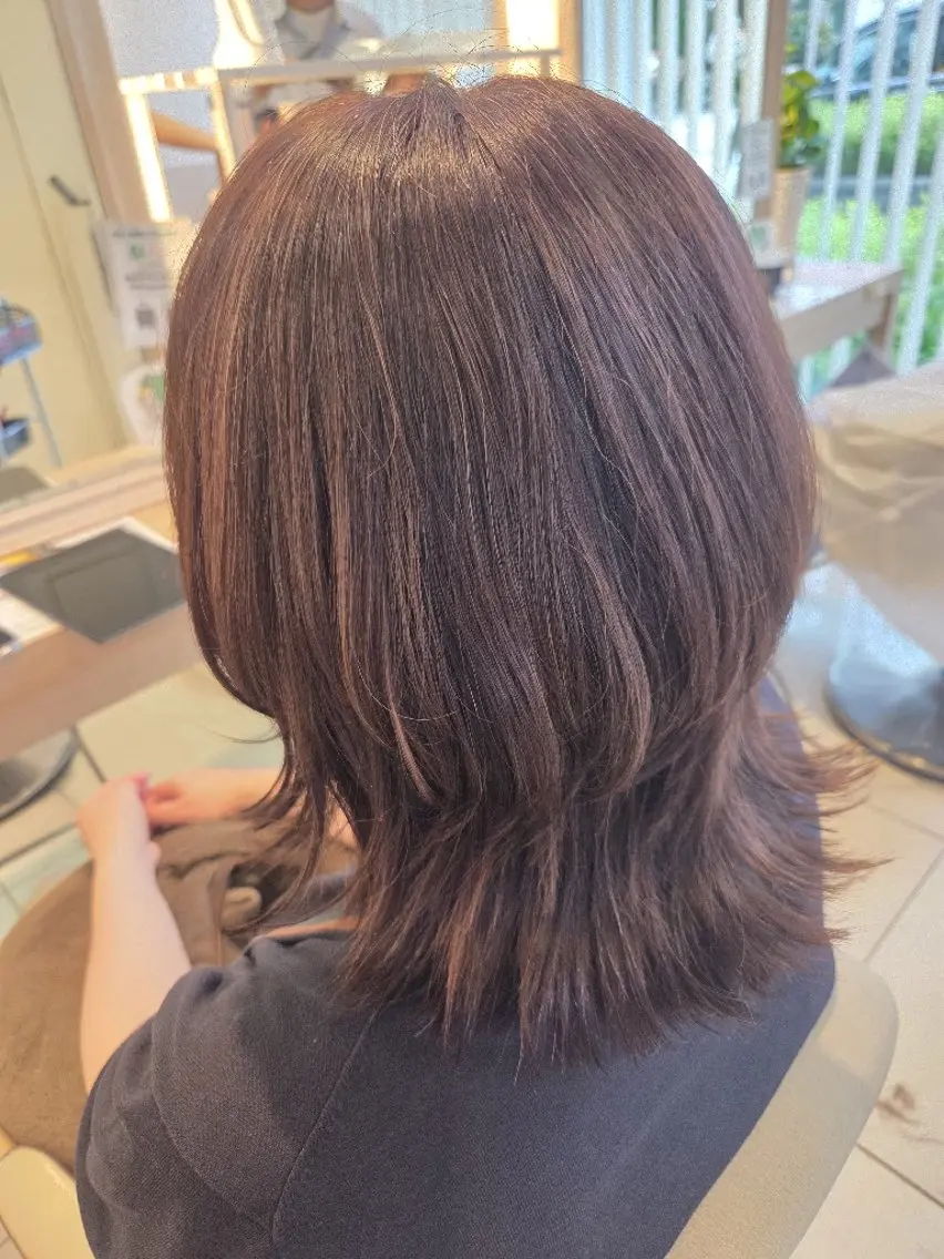 ロング カラー ブラウンカラー ハイライトカラー ピンクカラー ピンクブラウン ハイライト ヘアカラー トリートメント 大嶋 佳保留のヘアスタイル