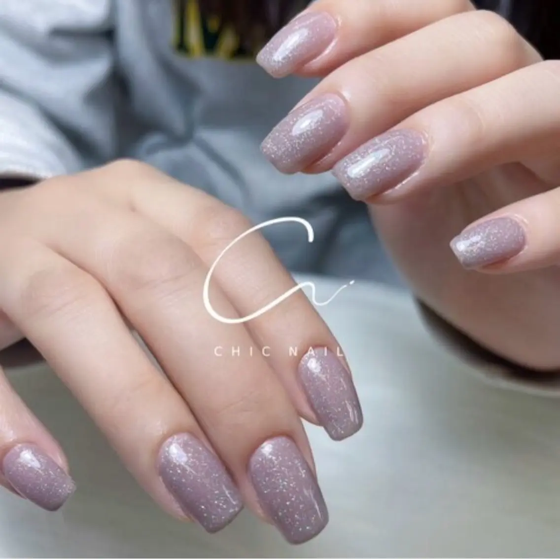 ★HAND🩵美フォルムワンカラーorラメグラ★2色🆗 🎀オフ・お爪の形整え・甘皮のお手入れ(ドライケア)込みの写真