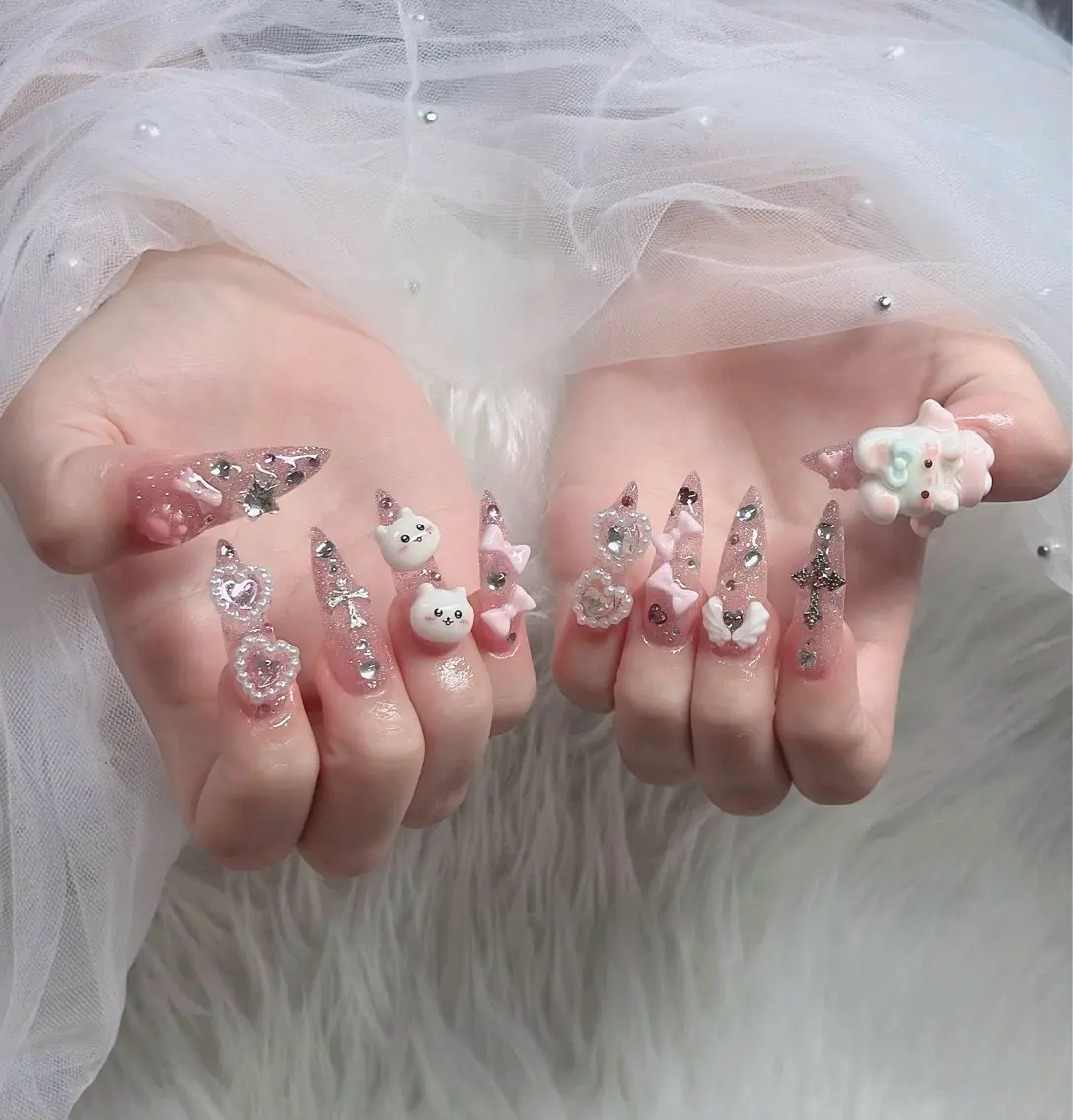 ネイル ハート キラキラネイル リボン ハンドネイル キノコ H.babynailのネイルデザイン
