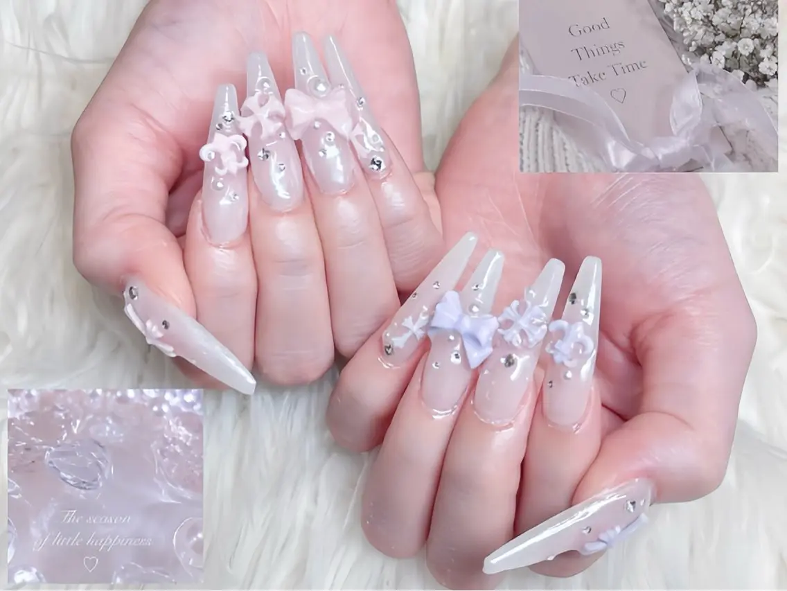 ネイル ブルー ジェルネイル ガーリー グラデーション グリーン ハンドネイル Rin Nail 新大久保店のネイルデザイン