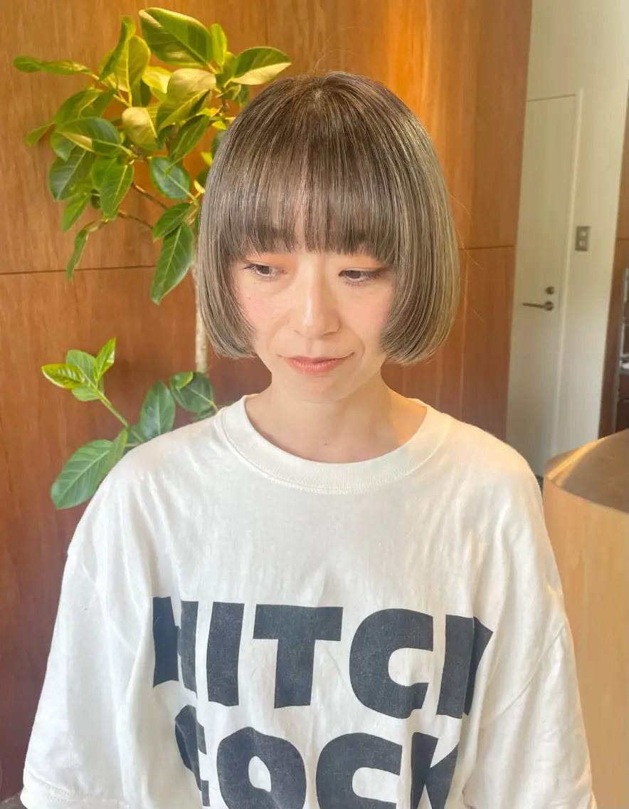 ミディアム ボブ ヘアカラー トリートメント yukii しまむら のぞみのヘアスタイル