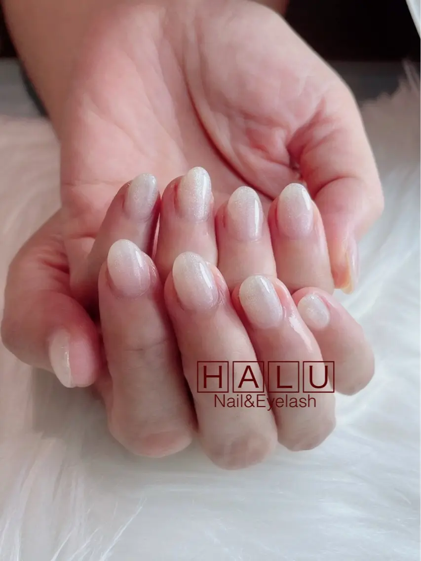 ネイル マグネットネイル ピンク ピンクベージュ ハンドネイル フットネイル HALU ハルのネイルデザイン