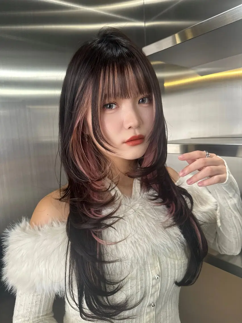 ロング カラー ブリーチ ケアブリーチ ダブルカラー ボブ 顔周りカット 尾関 隼多のヘアスタイル