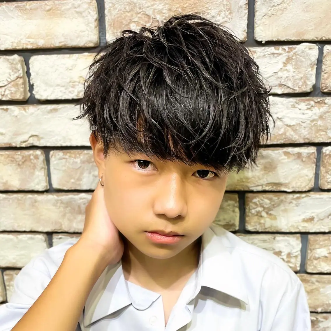 ショート カラー パーマ メンズ マッシュ マッシュヘア カット 🔥メンズ極🔥韓国 シャドウ/波巻き柿崎のヘアスタイル