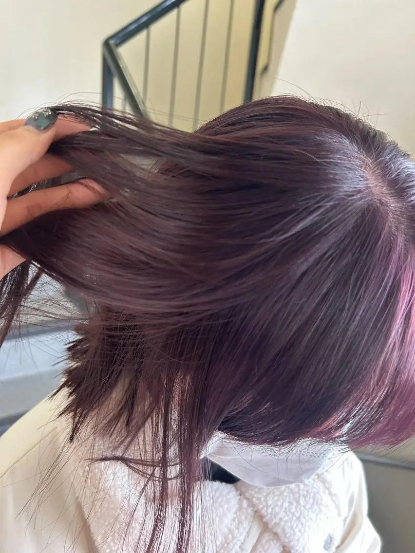 ショート カラー ブリーチ ダブルカラー ラベンダーカラー ブリーチなしカラー ヘアカラー トリートメント ☕️結【suii.】 ボブ/ヘアセット☕️のヘアスタイル