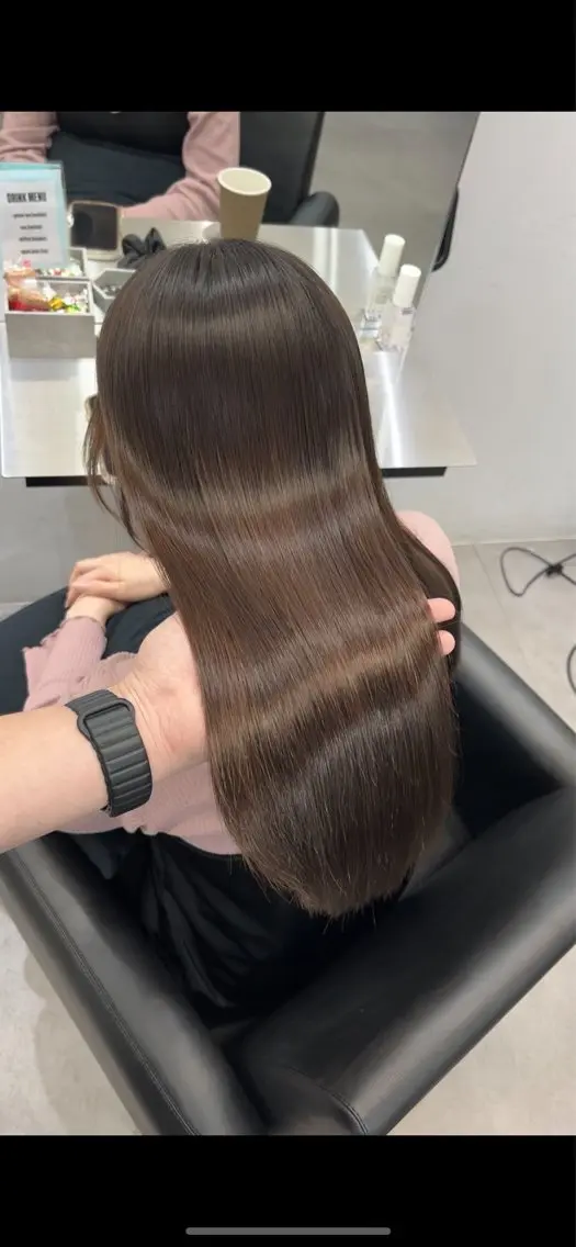 ロング カット ヘアカラー 縮毛矯正 トリートメント 髪質改善/縮毛矯正 梅田茶屋町/西尾祐作のヘアスタイル