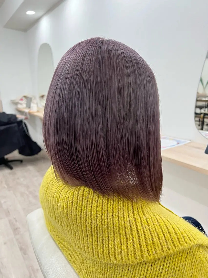 ミディアム カラー ヘアアレンジ ベージュカラー ラベンダーカラー ラベンダーベージュ TOKI mahoのヘアスタイル