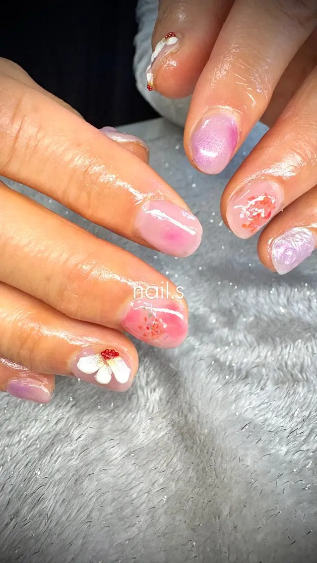 ネイル チークネイル マグネットネイル ショートネイル ハンドネイル nail.s misatoのネイルデザイン
