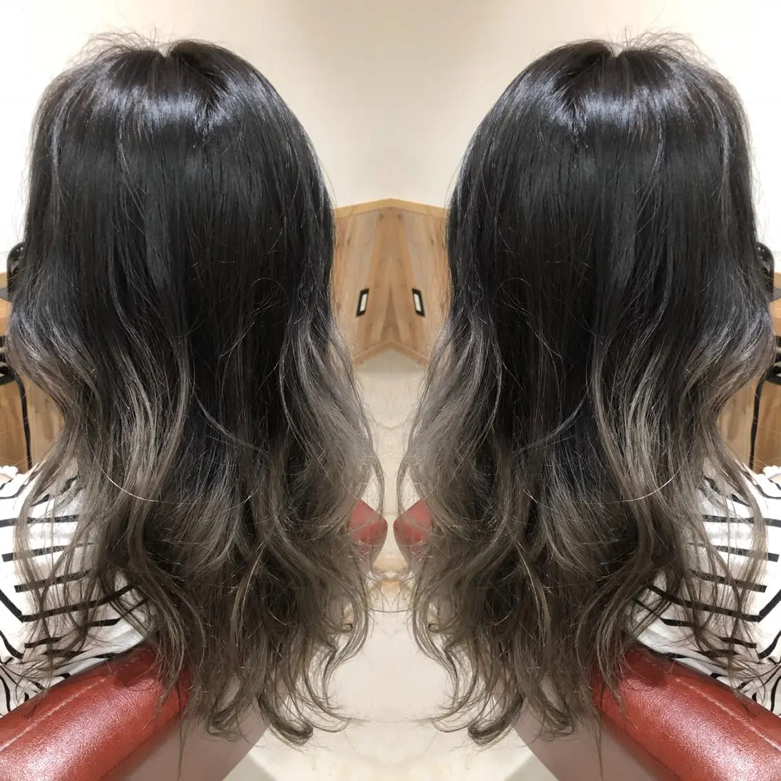 ロング カラー アッシュ ダークグレー M IIのヘアスタイル