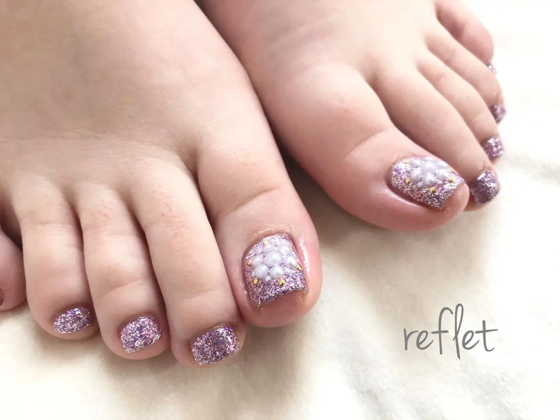 ネイル フットネイル ジェルネイル パラジェル フットネイル reflet nailのネイルデザイン