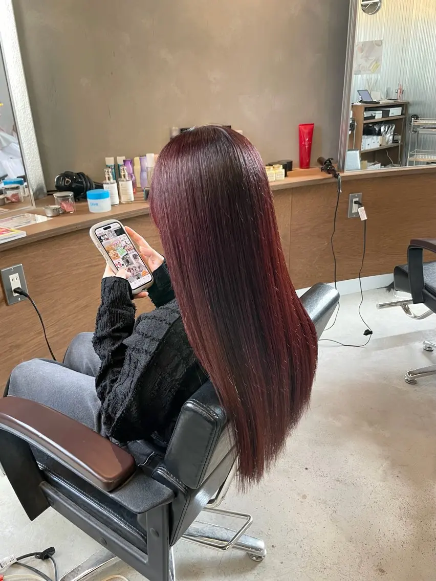 ロング カラー ブリーチ ダブルカラー ブリーチなしカラー レッドカラー ✂︎SAITOU AKIRA✂︎のヘアスタイル