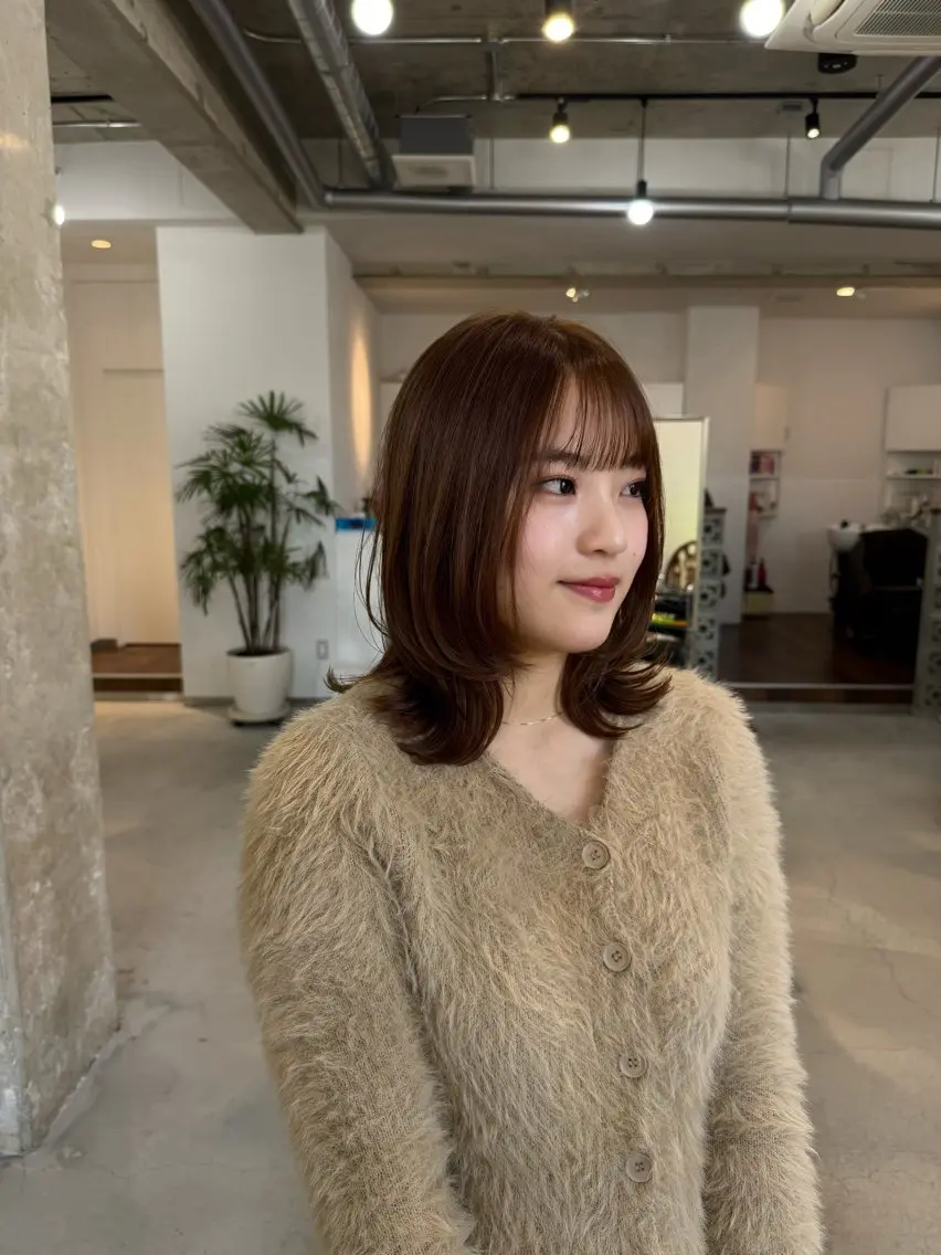ミディアム カラー ボブレイヤー ボブ レイヤーカット カット ヘアカラー トリートメント カイリ /レイヤーカットのヘアスタイル