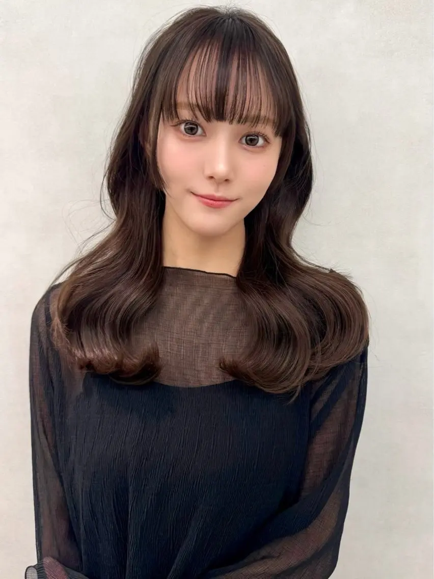 ロング カラー カット ヘアカラー トリートメント 韓国ヘア🇰🇷透明 感カラー/yui💞のヘアスタイル