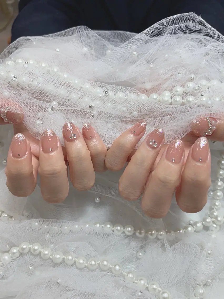 ネイル アートネイル フラッシュネイル フレンチネイル ガラスフレンチ グラデーション M2beauty Renaのネイルデザイン