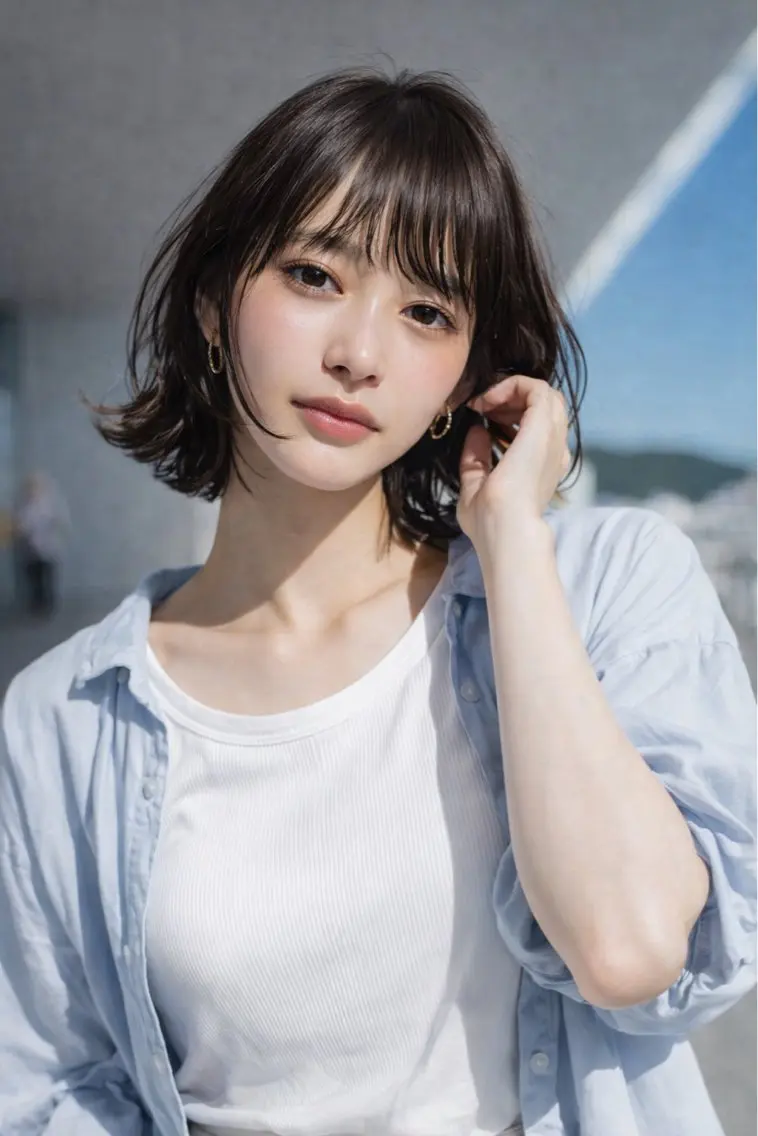 ショート パーマ ボブ くせ毛 小顔カット ニュアンスパーマ カット パーマ トリートメント 田村和範/似合わせ カラー/髪質改善のヘアスタイル