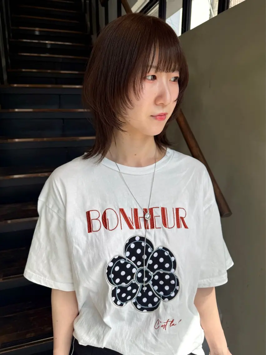 ミディアム カラー ボブレイヤー ボブ レイヤーカット 似合わせカット 小顔カット カット ヘアカラー レイヤー / ボブ/ 艶カラー/sakiのヘアスタイル
