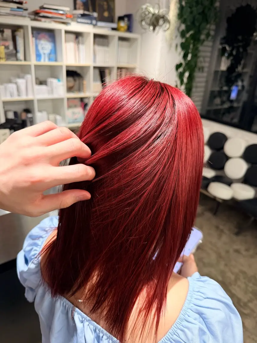 カラー ブリーチ レッドカラー 太田 晴希のヘアスタイル