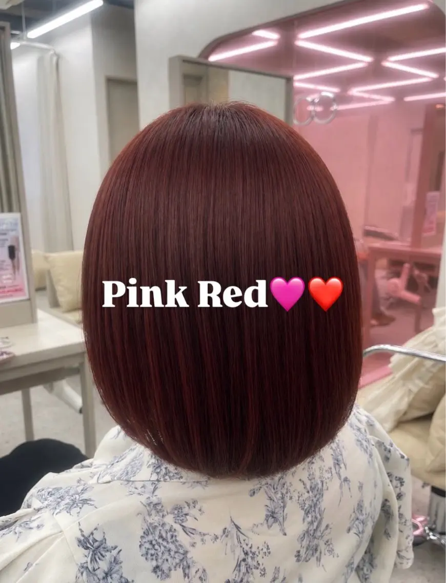 カラー ピンクカラー レッドカラー ヘアカラー トリートメント COCO reiのヘアスタイル