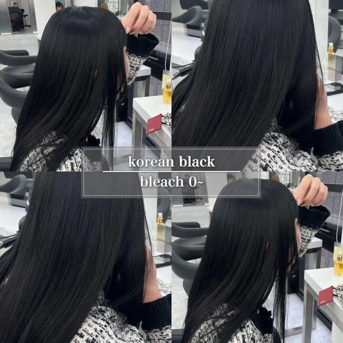 セミロング カラー 黒髪 ブリーチ ブルーカラー ブルーブラック ダークグレー ヘアカラー トリートメント 天神/ケアブリーチ/ 髪質改善/上質艶髪のヘアスタイル