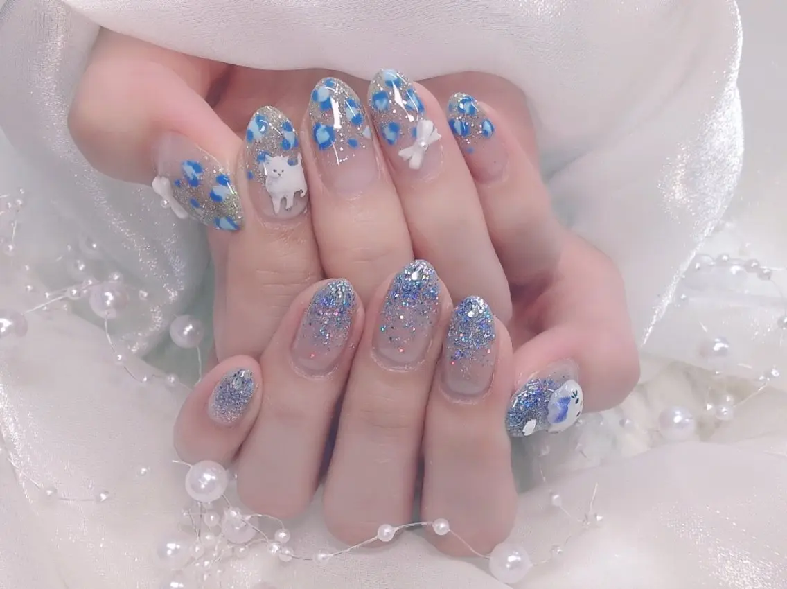 ネイル チークネイル 長さ出し フラッシュネイル フレンチネイル ジェルネイル Chouette Nailのネイルデザイン