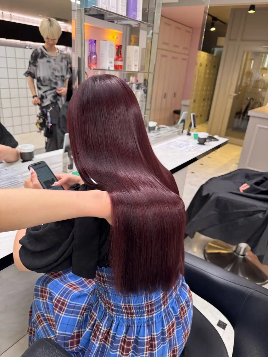 ロング ヘアカラー トリートメント ヘッドスパ ヘアセット ♥️韓国風透明感 暖色misa♥️のヘアスタイル