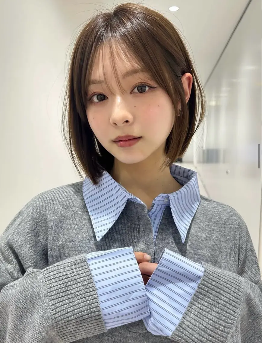 ショート カラー ヘアアレンジ カット ヘアカラー トリートメント ボブ/透明感ベージュ 🫧クルミ🌟のヘアスタイル