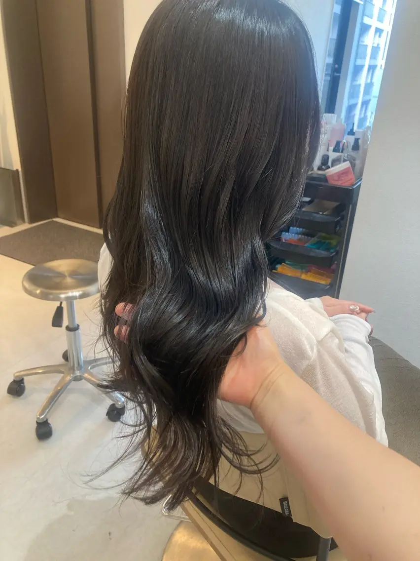 ロング カット ヘアカラー トリートメント ✨色持ちの良い艶 カラー✨蟹江真世のヘアスタイル