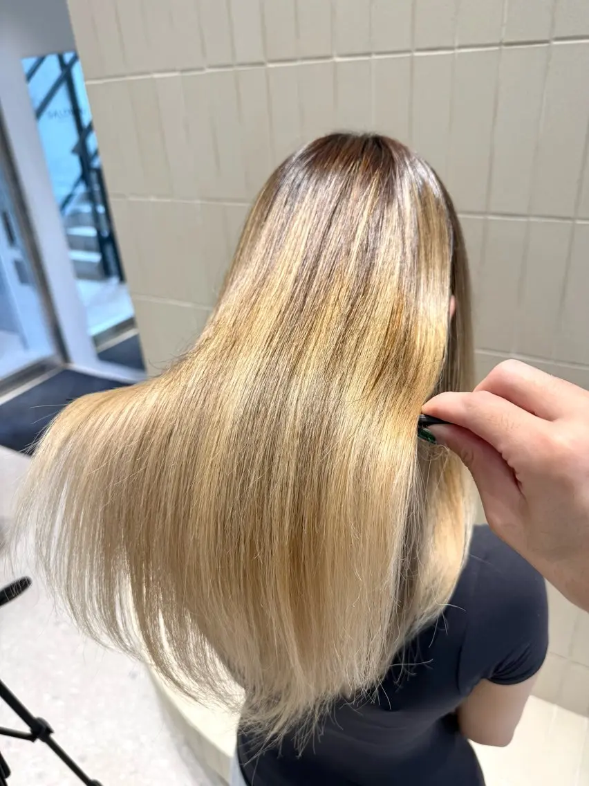ロング パーマ ヘアアレンジ 縮毛矯正 縮毛矯正 縮毛矯正/髪質改善/ ブリーチ毛/木元渓太のヘアスタイル