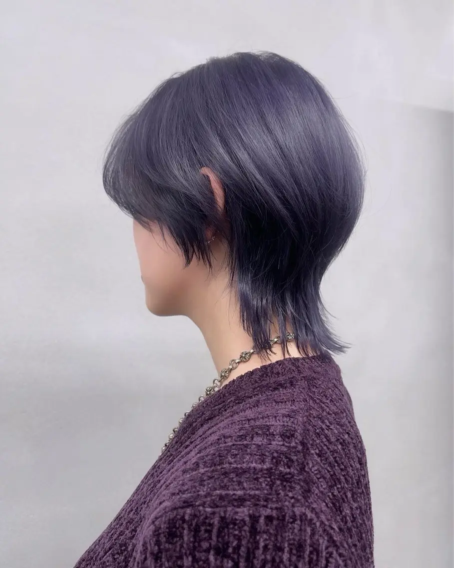ショート パープルカラー カット ヘアカラー 柏 ウルフ/レイヤー 田中佐和🐺のヘアスタイル