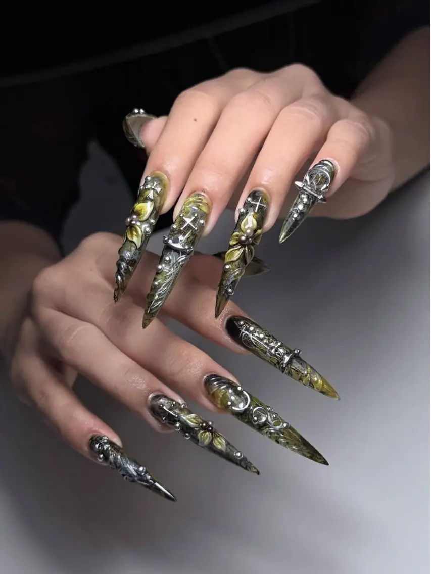 ネイル オーロラネイル チークネイル 桜ネイル クリアネイル ドット ハンドネイル Rin Nail 新大久保店のネイルデザイン