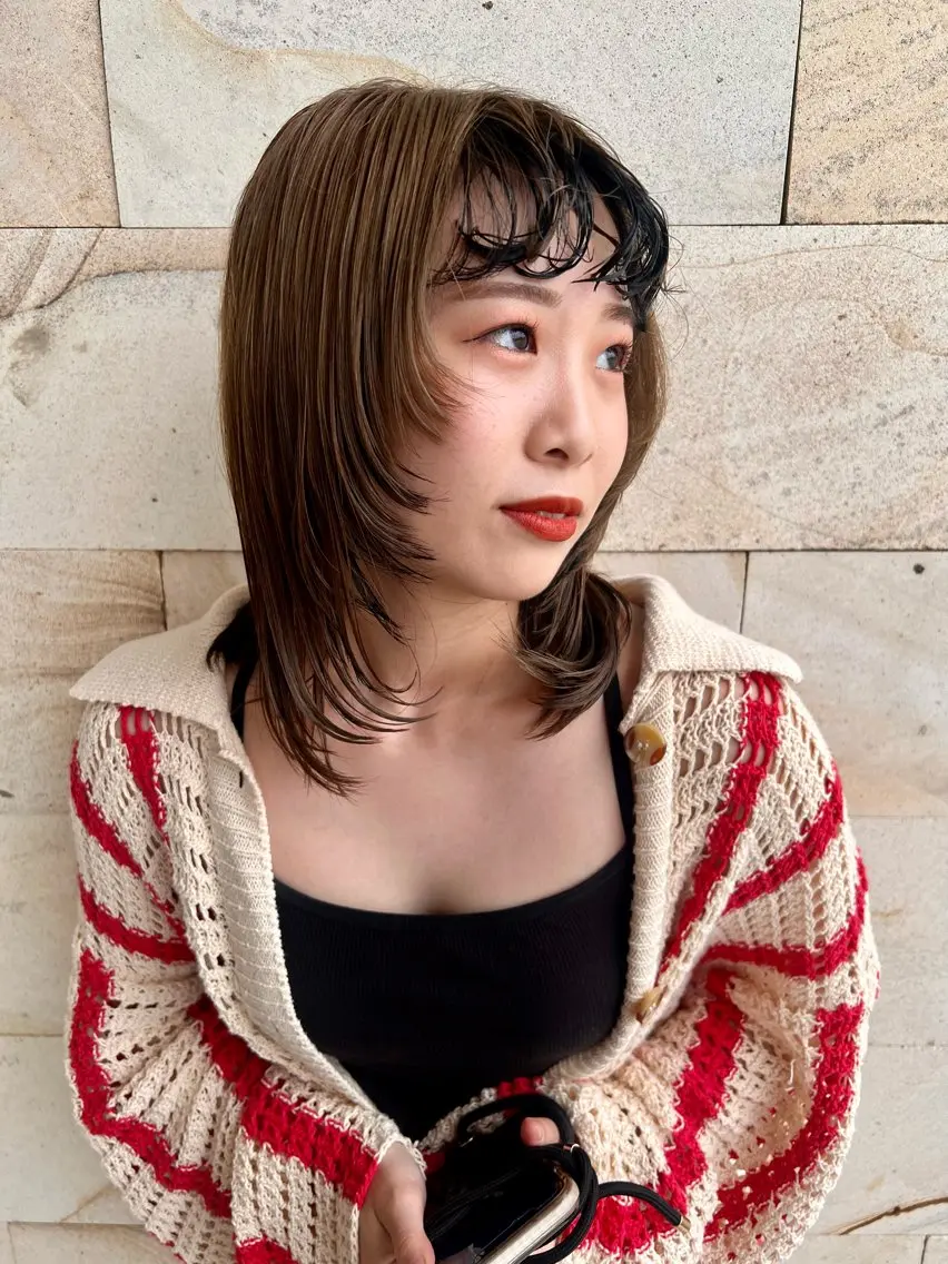 ミディアム カラー カット ヘアカラー トリートメント 角岡 真帆/ボブ/髪質改善のヘアスタイル