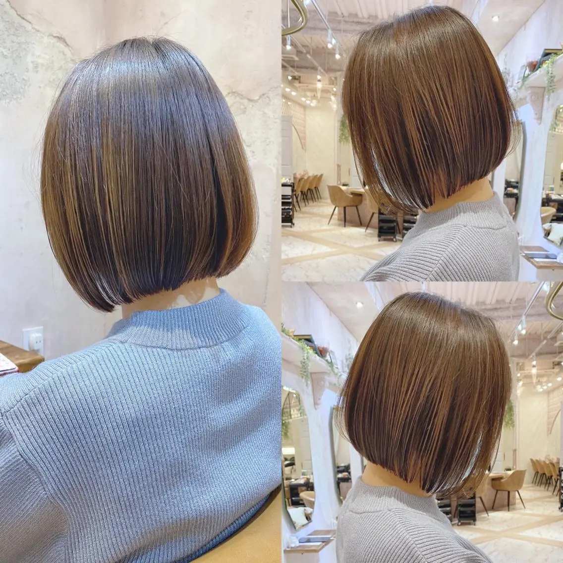 ショート カラー ボブ カット 縮毛矯正 トリートメント ツヤ髪になりたい方へ 🩷柴田知亜希のヘアスタイル