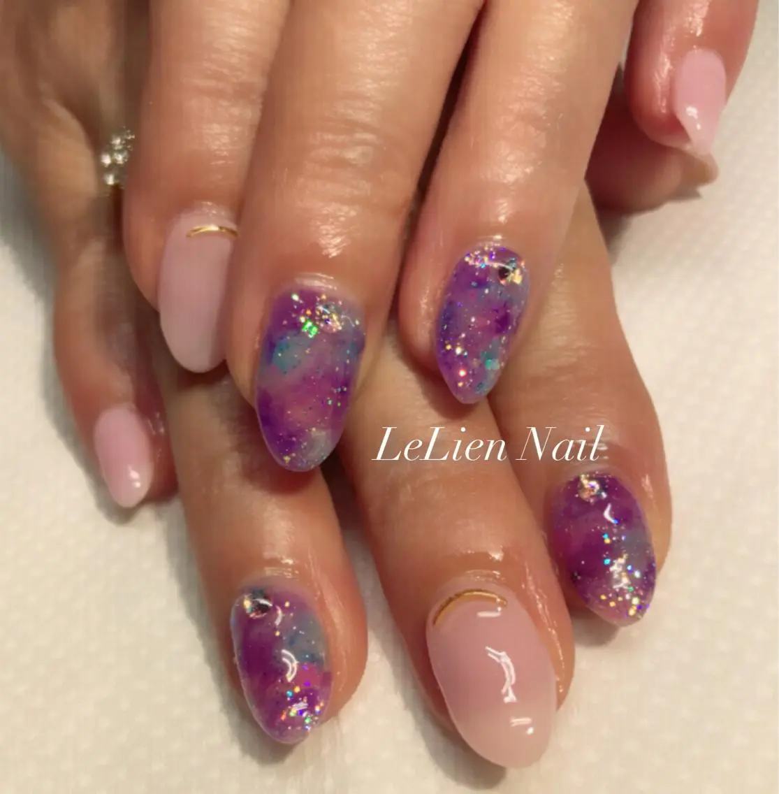 ネイル パープル モチの良さ◉ フィルインネイル♡のネイルデザイン