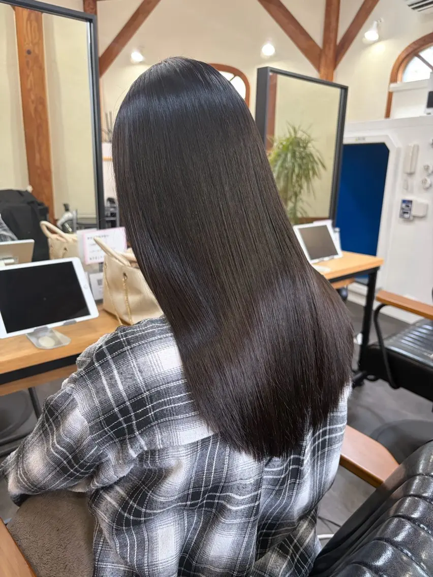 ロング カット 縮毛矯正 名取 純平のヘアスタイル