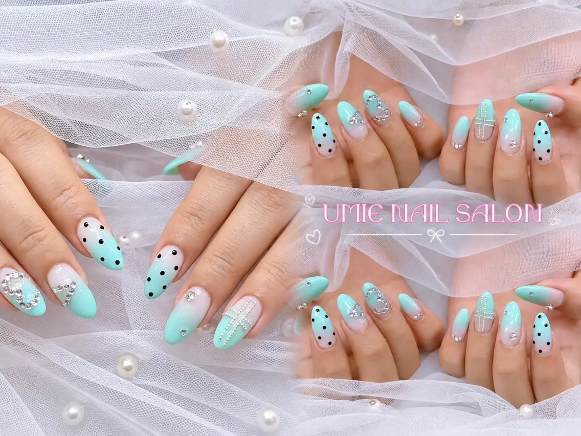ネイル フットネイル フレンチネイル ジェルネイル ガラスフレンチ マグネットネイル UMIE NAIL SALONのネイルデザイン